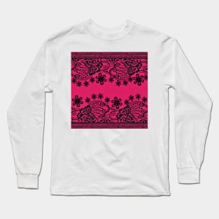 Red and Black Lace Long Sleeve T-Shirt